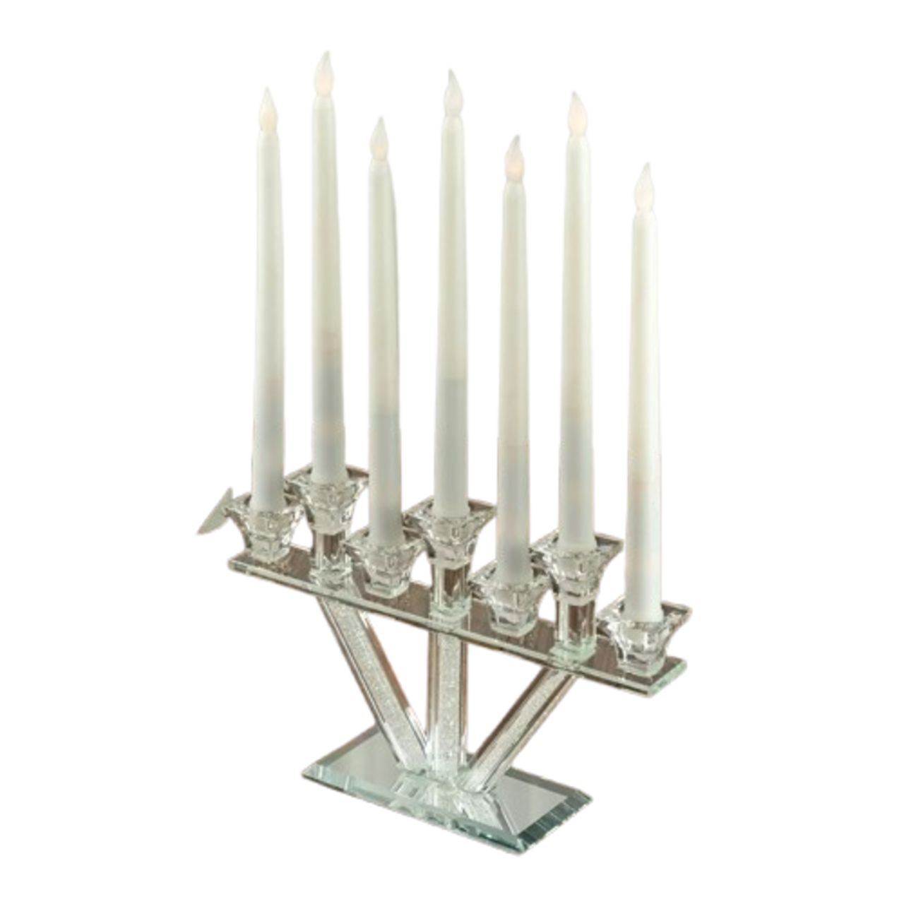 12" Clear Crystal 7 Branch Glass Candelabra with Crystal Filler Wedding Home